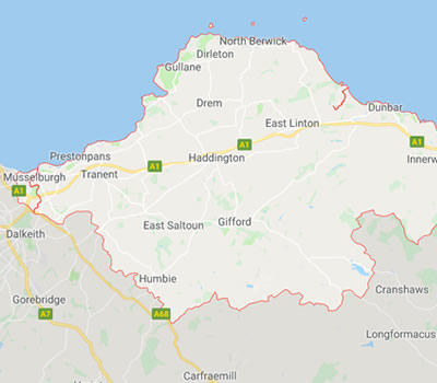 map of east lothian