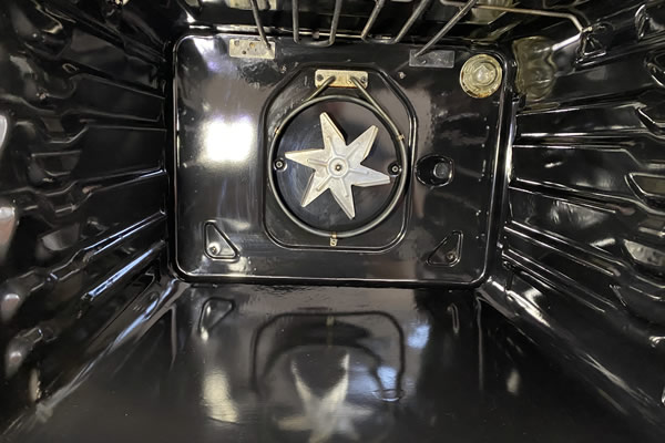 close up of dirty oven after cleaning